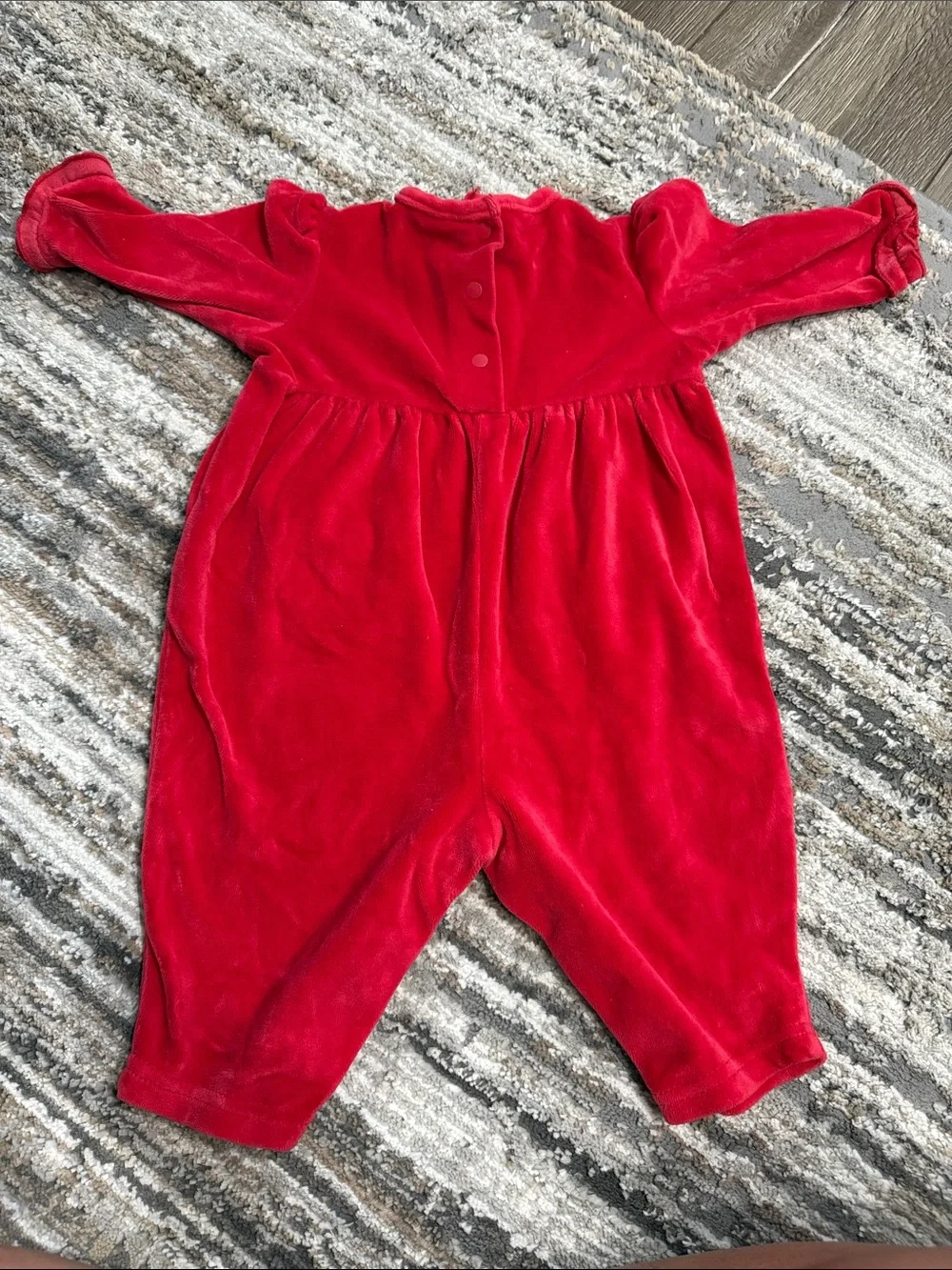Carter's Red Velvet 'My First Christmas' Romper with Tree Embroidery